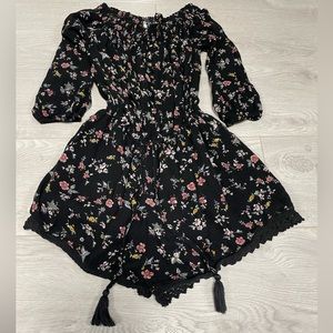 Abercrombie & Fitch Black Floral Romper XS Viscose Boho Outfit Pre-Owned